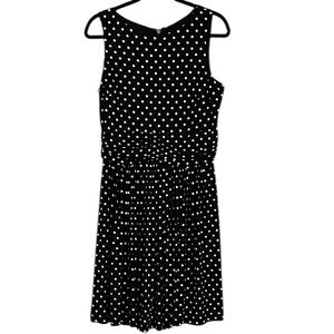 Taylor Round Neck Black Dress with White Dots Gold Back Zipper Size 10